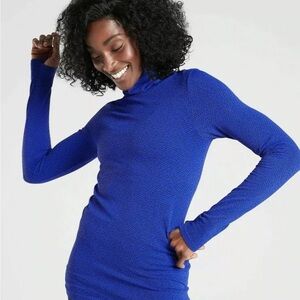 Athleta Flurry Peak Turtleneck Tanzanite Blue/Black Size XS